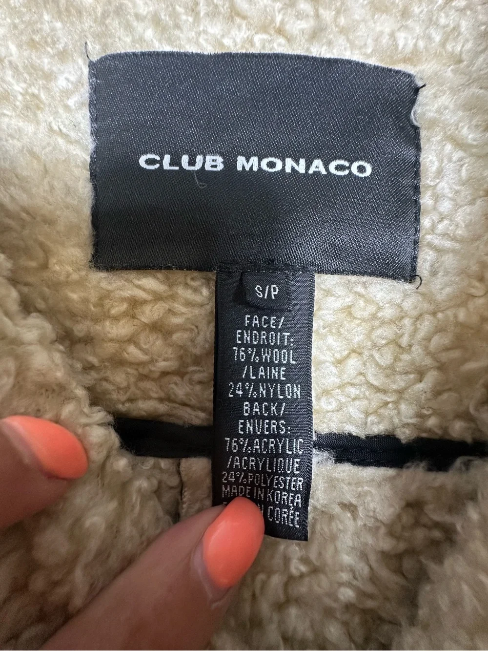Club Monaco Wool Button Coat Size S/P